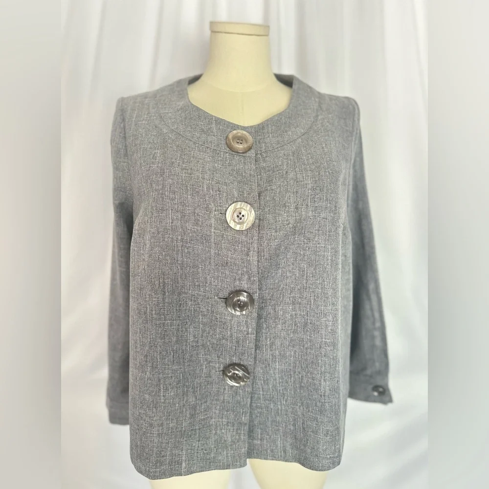 Allison Woods Gray Textured Jacket Size 14W Classic Chic (1249)